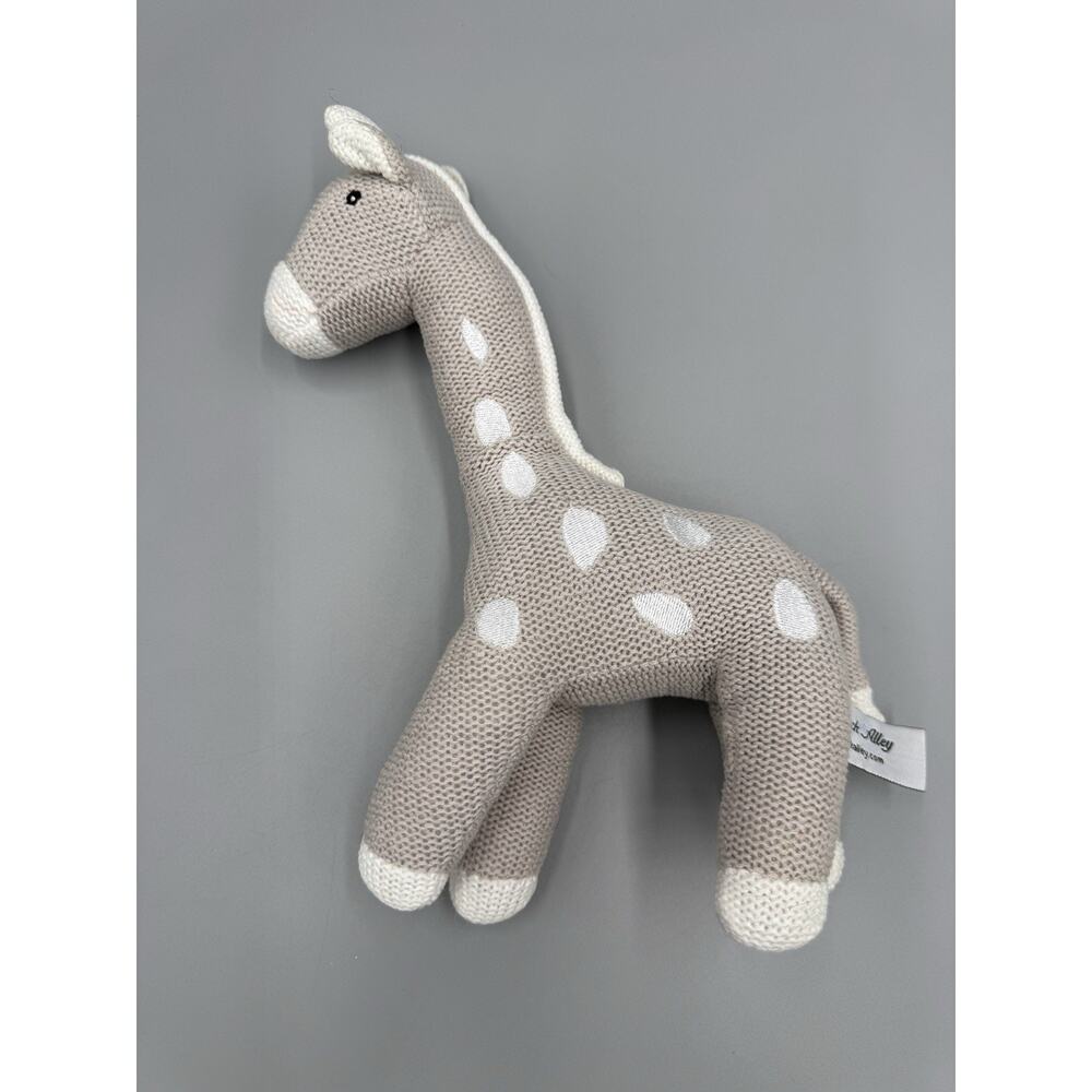 Peacock Alley Plush Giraffe Knit Grey Beige White Polka Dots 9” Stuffed Animal